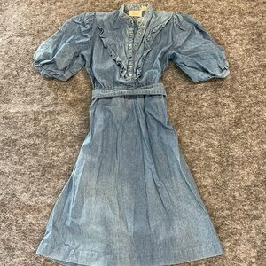 Career Guild Vintage Denim Dress Quarter Puff Sleeve A36